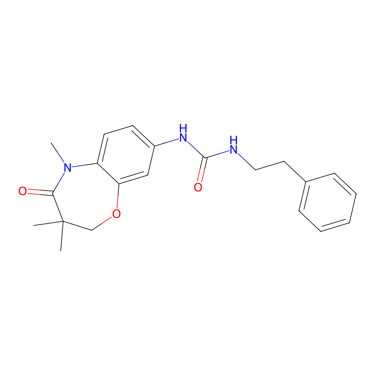 1-(2-Phenylethyl)-3-(3,3,5-trimethyl-4-oxo-2,3,4,5-tetrahydro-1,5-benzoxazepin-8-yl)urea molecular structure, CAS 1172491-56-3