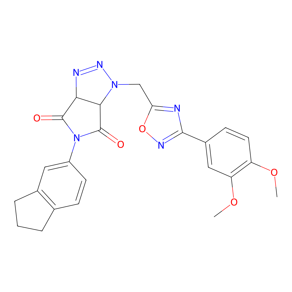 5-(2,3-dihydro-1H-inden-5-yl)-1-((3-(3,4-dimethoxyphenyl)-1,2,4-oxadiazol-5-yl)methyl)-1,6a-dihydropyrrolo[3,4-d][1,2,3]triazole-4,6(3aH,5H)-dione molecular structure, CAS 1172493-40-1