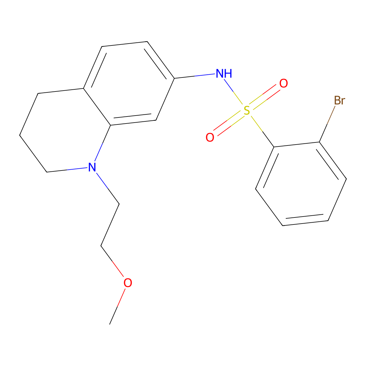 2-bromo-N-(1-(2-methoxyethyl)-1,2,3,4-tetrahydroquinolin-7-yl)benzenesulfonamide molecular structure, CAS 1172494-96-0