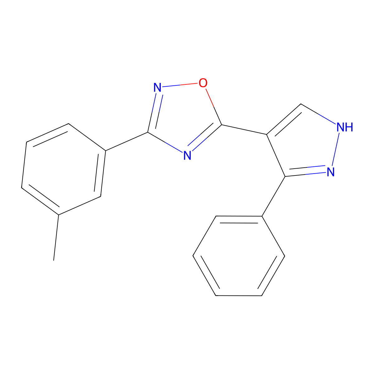 5-(3-phenyl-1H-pyrazol-4-yl)-3-(m-tolyl)-1,2,4-oxadiazole molecular structure, CAS 1172497-81-2