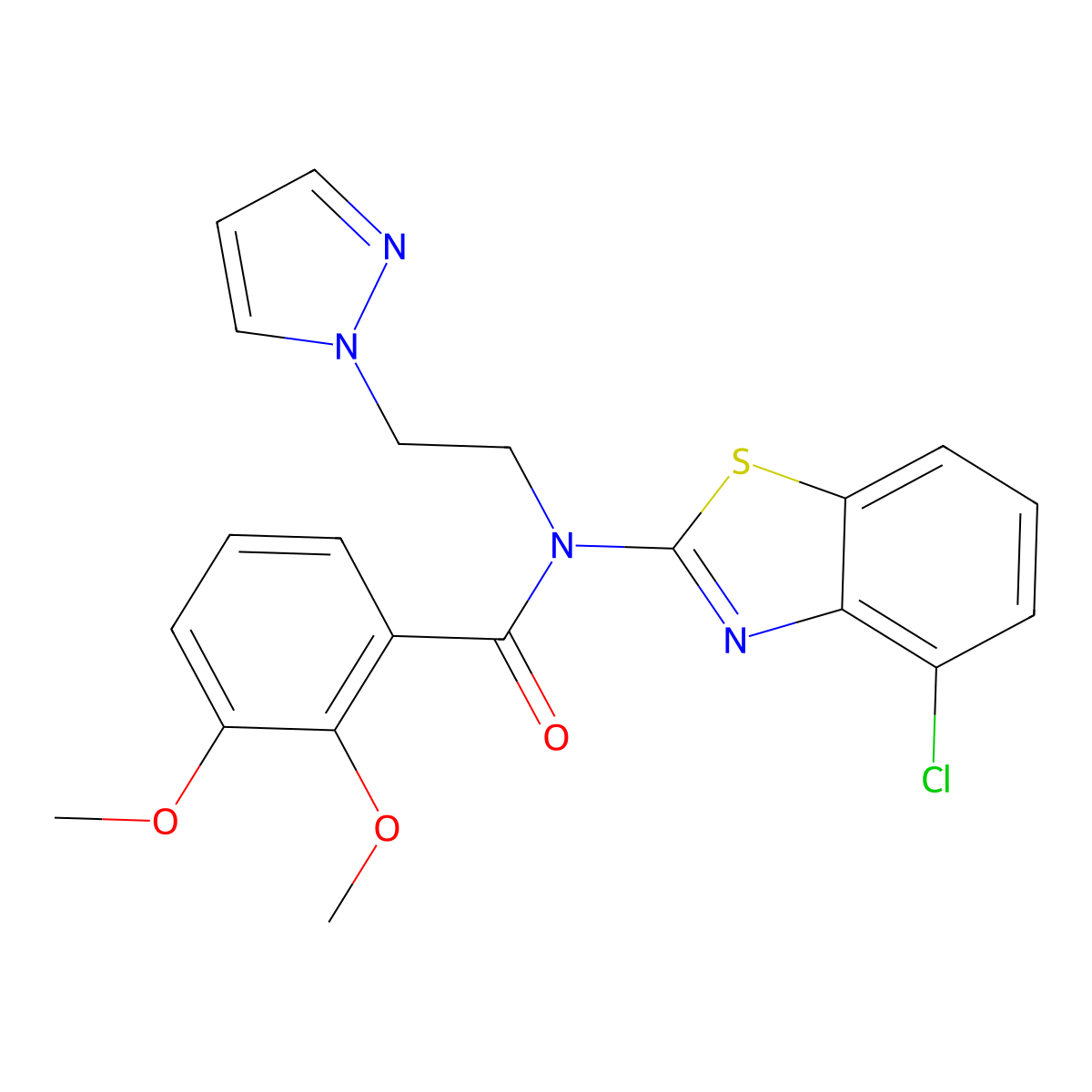 N-(2-(1H-pyrazol-1-yl)ethyl)-N-(4-chlorobenzo[d]thiazol-2-yl)-2,3-dimethoxybenzamide molecular structure, CAS 1172499-16-9