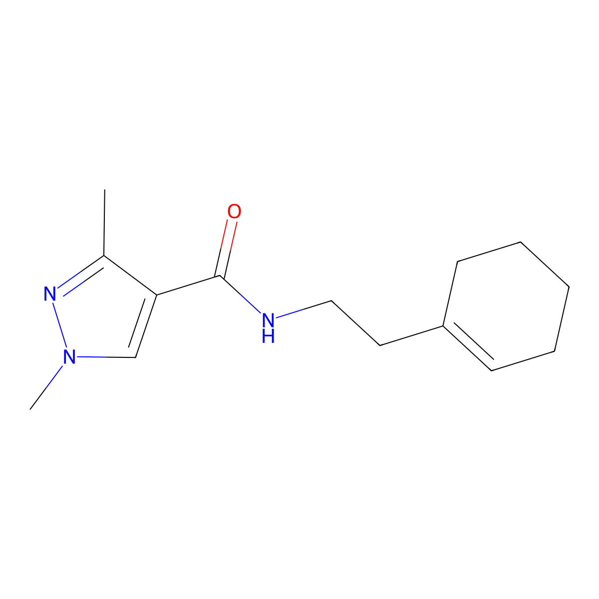 N-(2-(cyclohex-1-en-1-yl)ethyl)-1,3-dimethyl-1H-pyrazole-4-carboxamide molecular structure, CAS 1172500-92-3