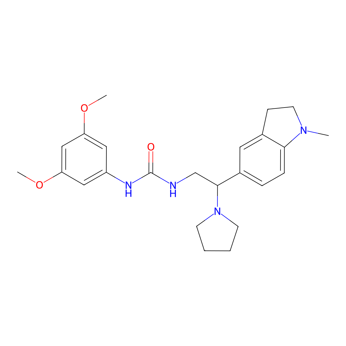 1-(3,5-Dimethoxyphenyl)-3-(2-(1-methylindolin-5-yl)-2-(pyrrolidin-1-yl)ethyl)urea molecular structure, CAS 1172503-54-6