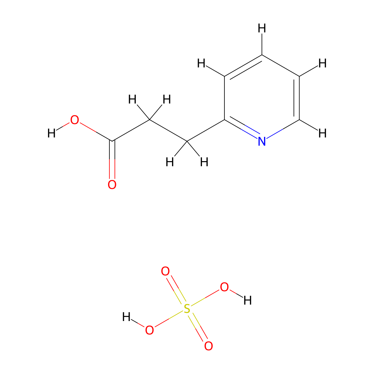 3-(Pyridin-2-YL)propanoic acid; sulfuric acid molecular structure, CAS 1172505-18-8