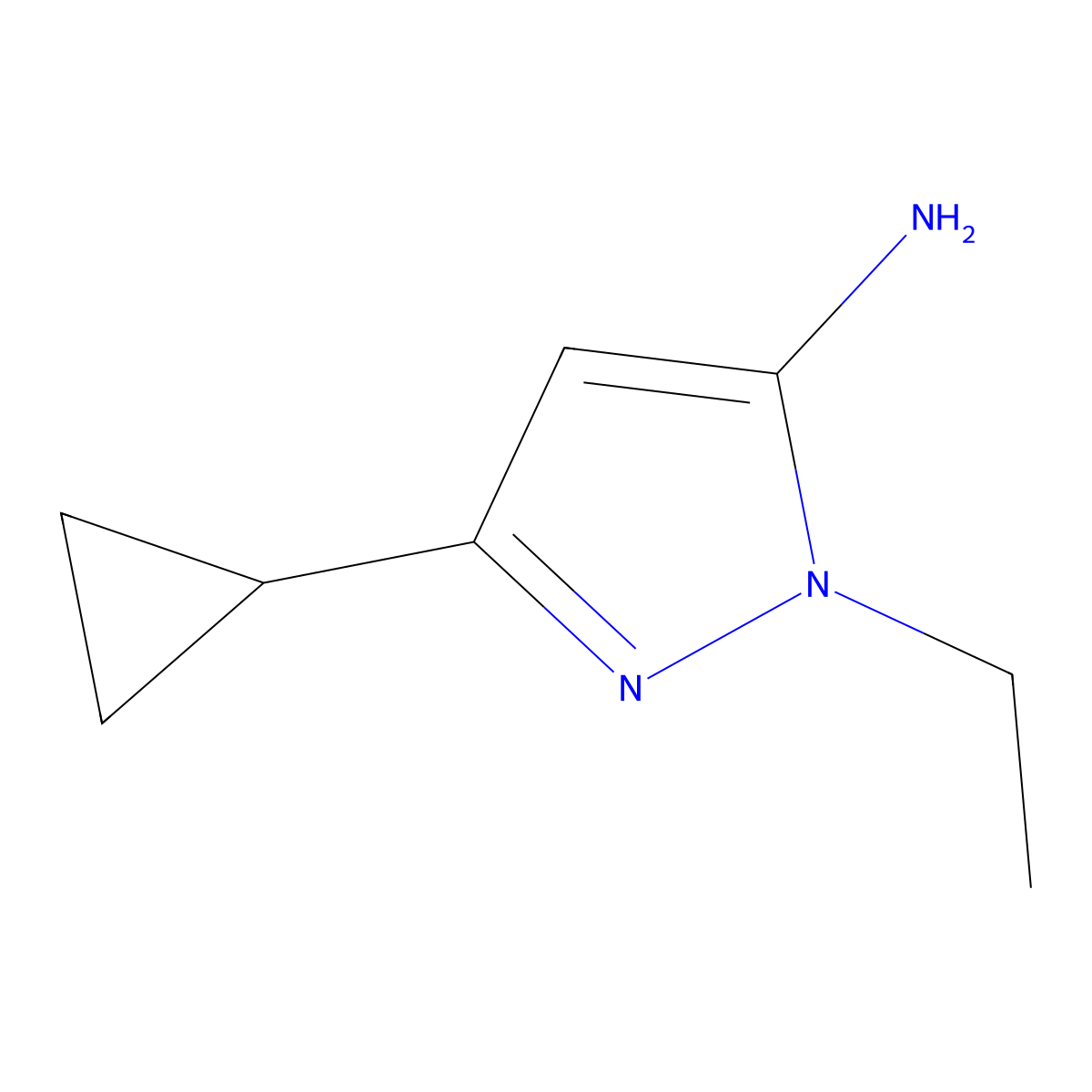 3-cyclopropyl-1-ethyl-1H-pyrazol-5-amine molecular structure, CAS 1172505-99-5