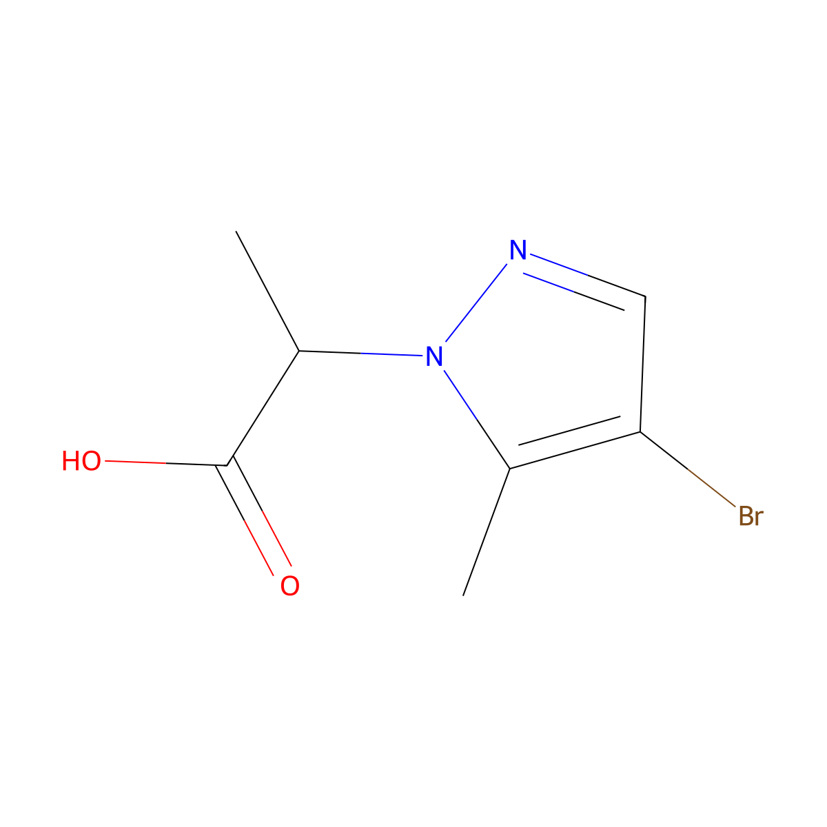 2-(4-bromo-5-methyl-1H-pyrazol-1-yl)propanoic acid molecular structure, CAS 1172506-13-6