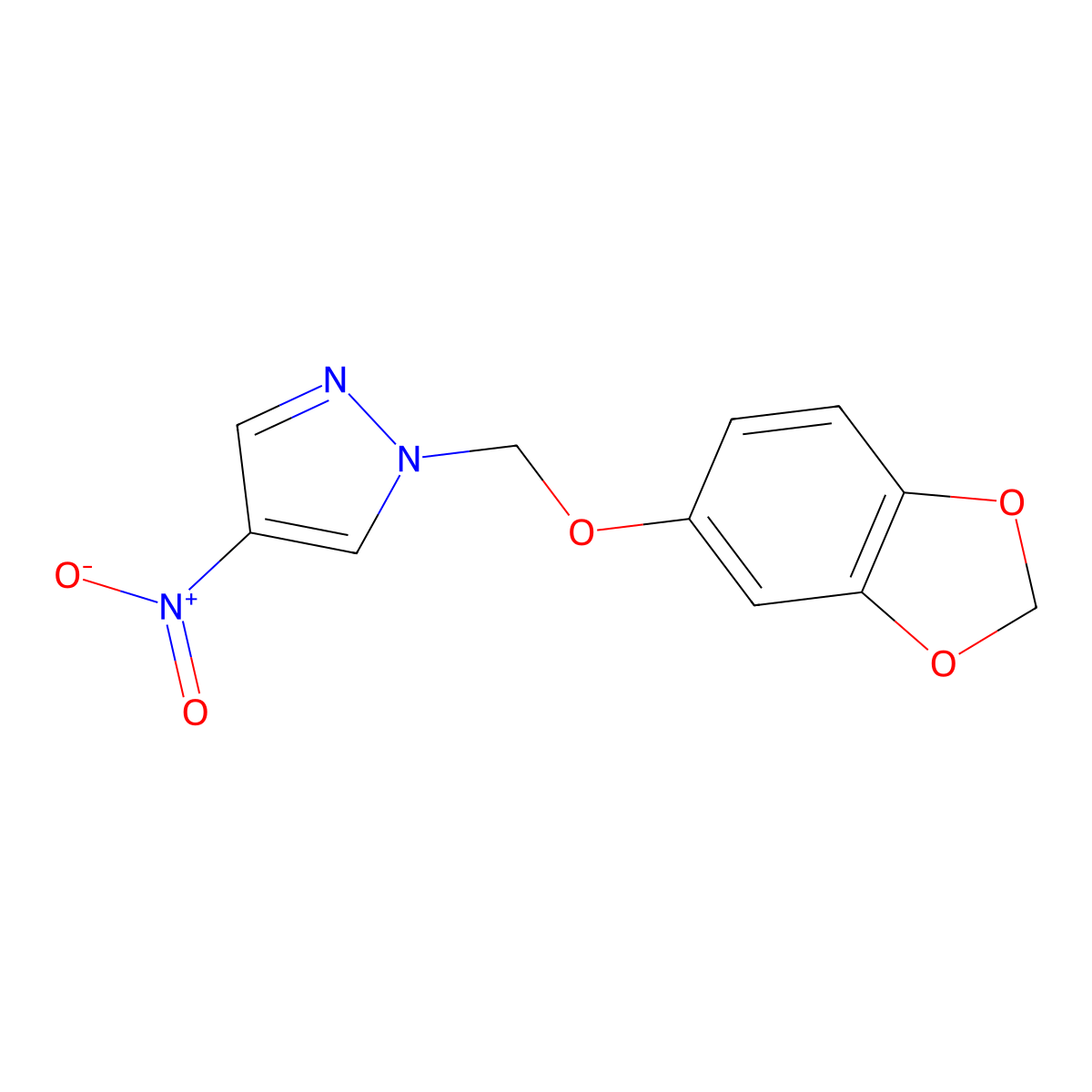 1-[(1,3-benzodioxol-5-yloxy)methyl]-4-nitro-1H-pyrazole molecular structure, CAS 1172507-48-0