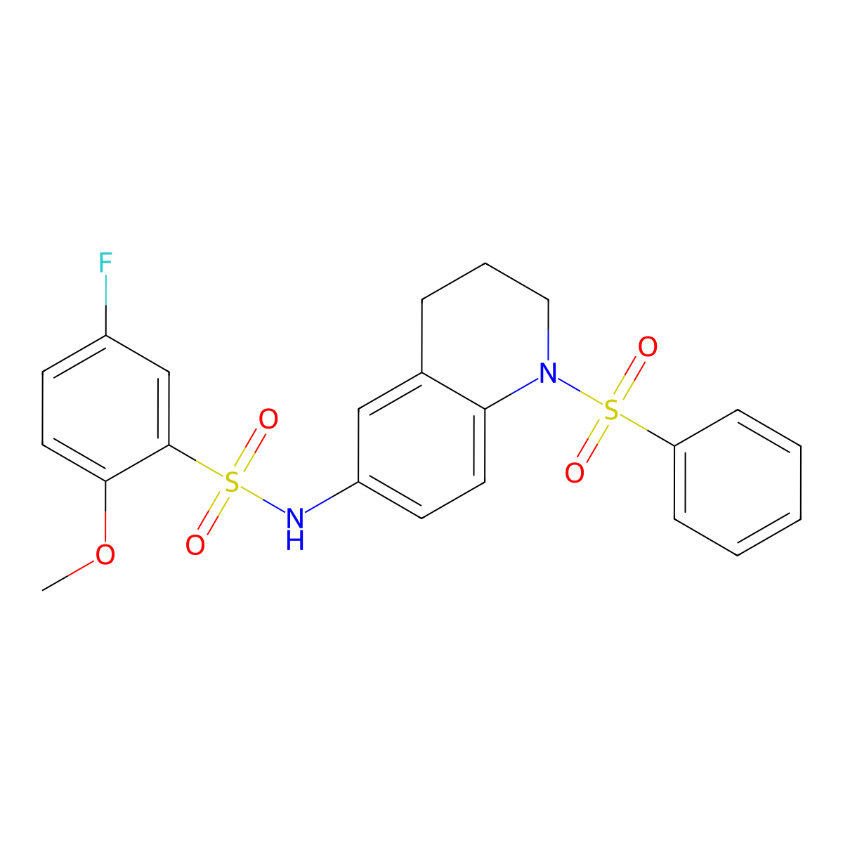 5-fluoro-2-methoxy-N-(1-(phenylsulfonyl)-1,2,3,4-tetrahydroquinolin-6-yl)benzenesulfonamide molecular structure, CAS 1172507-74-2