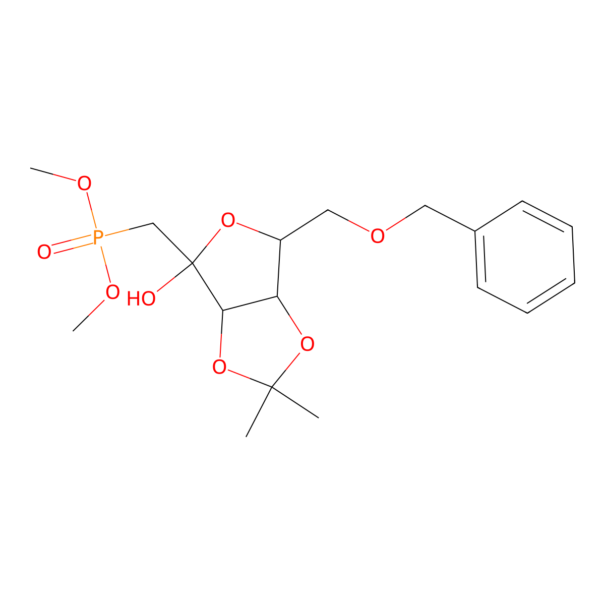 dimethyl ((3aR,4R,6R,6aR)-6-(benzyloxymethyl)-4-hydroxy-2,2-dimethyltetrahydrofuro[3,4-d][1,3]dioxol-4-yl)methylphosphonate molecular structure, CAS 117251-95-3