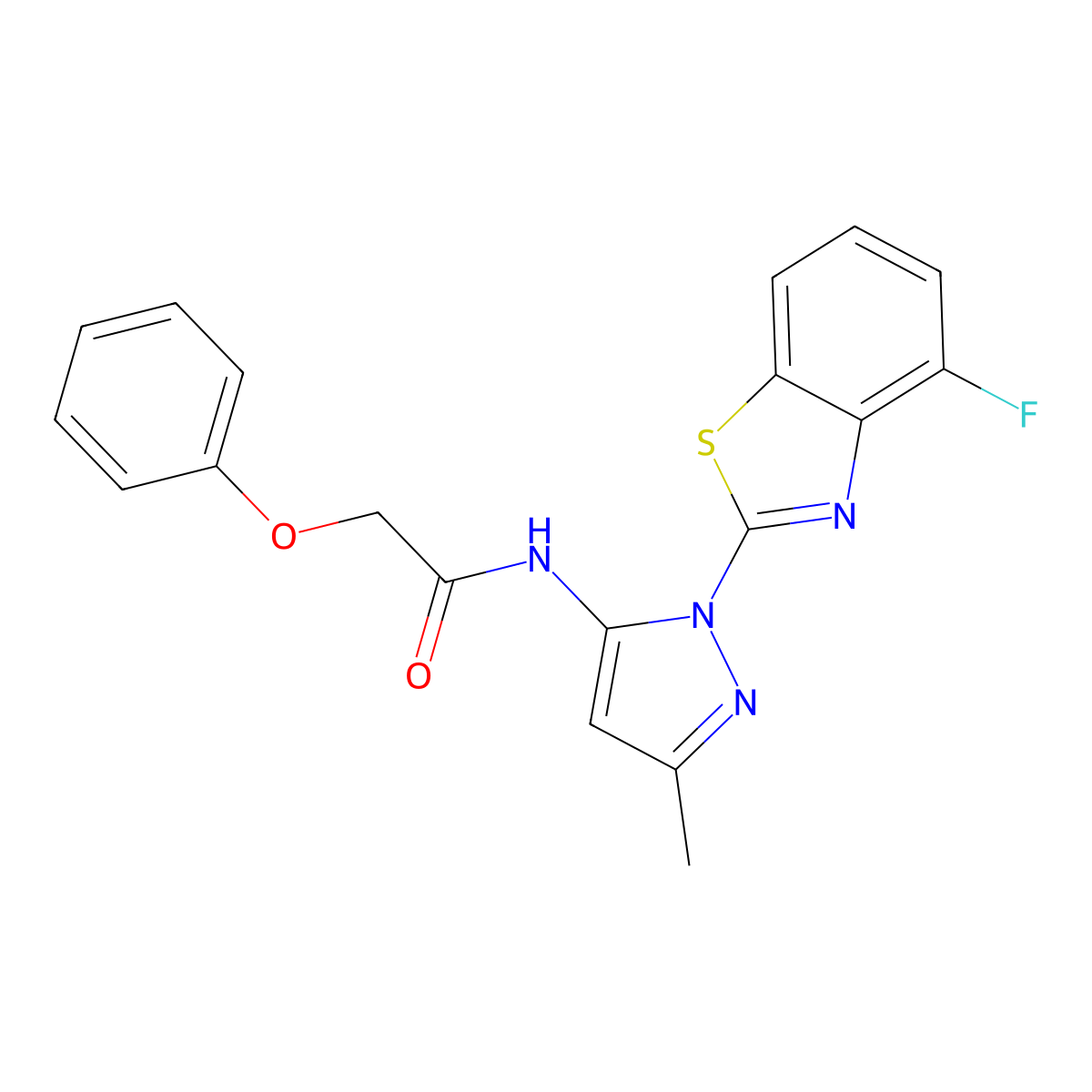 N-(1-(4-fluorobenzo[d]thiazol-2-yl)-3-methyl-1H-pyrazol-5-yl)-2-phenoxyacetamide molecular structure, CAS 1172512-04-7