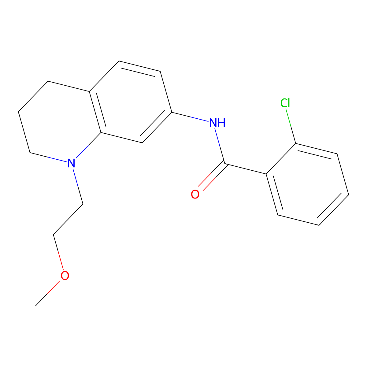 2-chloro-N-(1-(2-methoxyethyl)-1,2,3,4-tetrahydroquinolin-7-yl)benzamide molecular structure, CAS 1172512-45-6