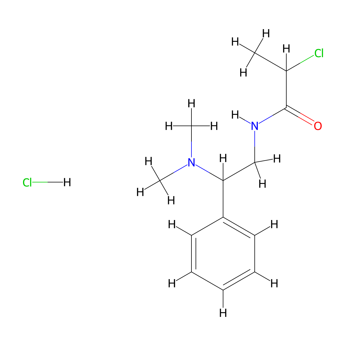 2-chloro-N-[2-(dimethylamino)-2-phenylethyl]propanamide hydrochloride molecular structure, CAS 1172514-73-6
