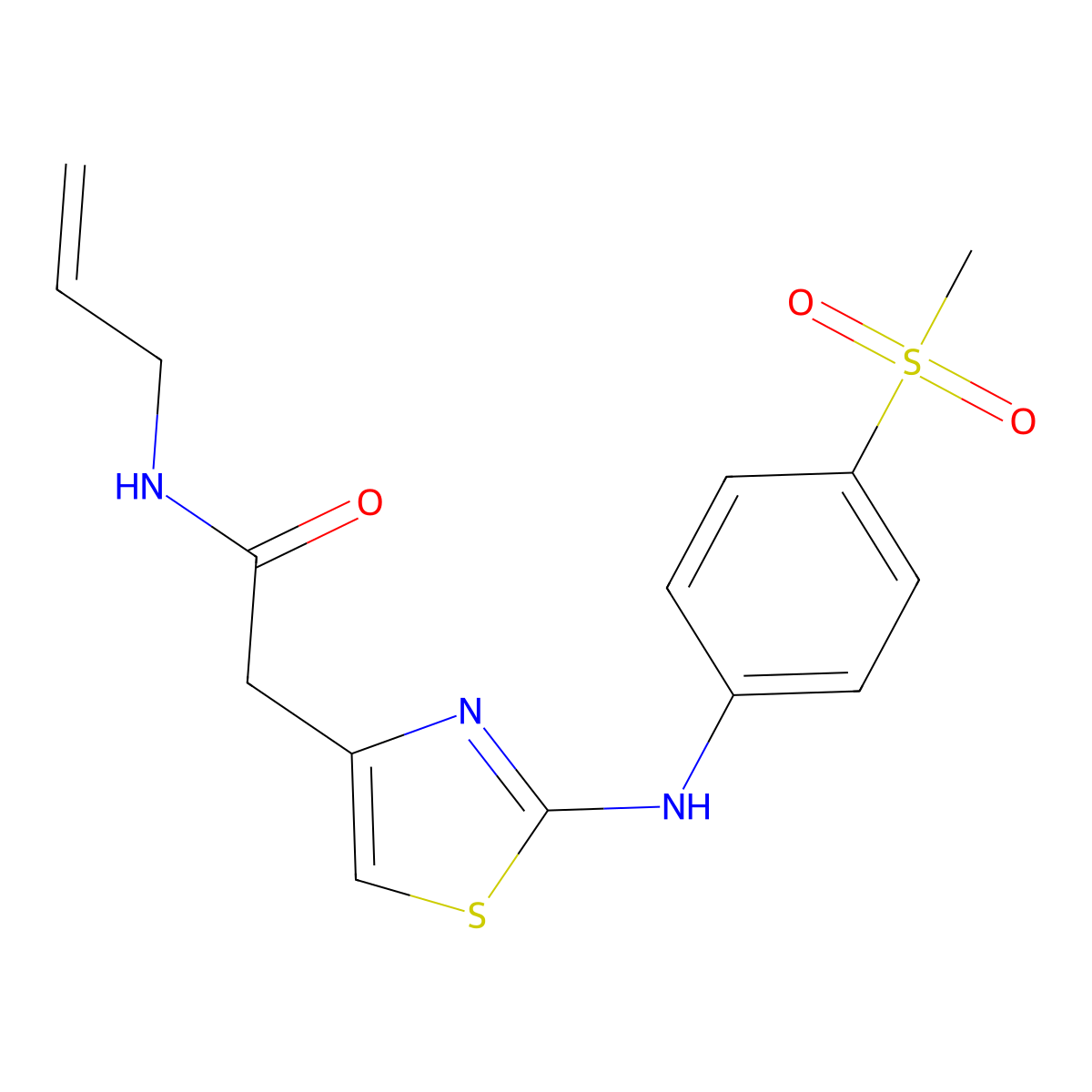 N-allyl-2-(2-((4-(methylsulfonyl)phenyl)amino)thiazol-4-yl)acetamide molecular structure, CAS 1172515-34-2