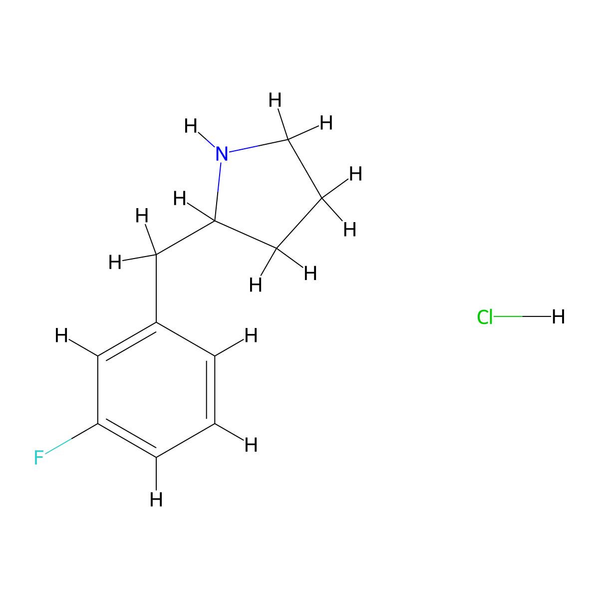 2-[(3-Fluorophenyl)methyl]pyrrolidine hydrochloride molecular structure, CAS 1172515-73-9