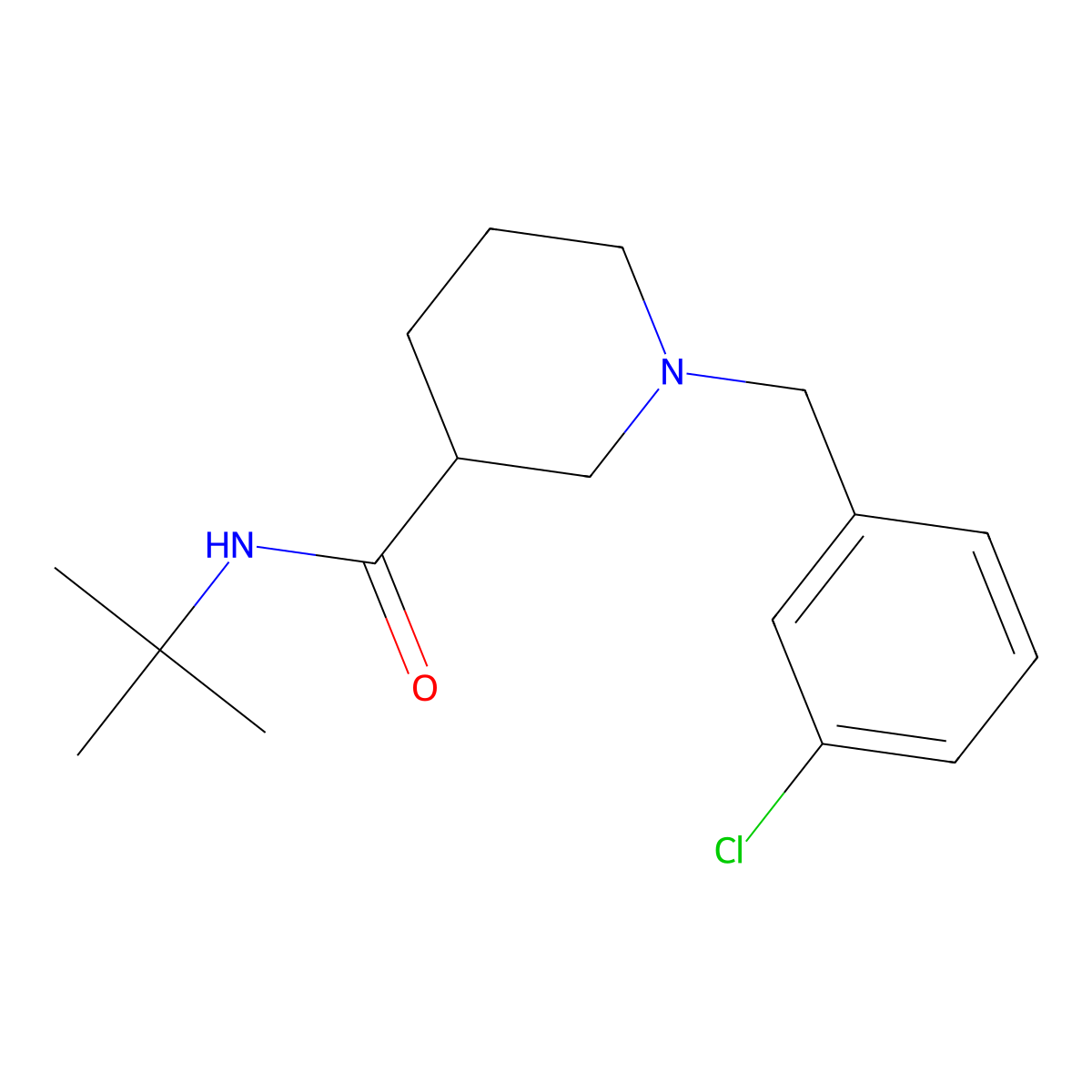 N-tert-butyl-1-[(3-chlorophenyl)methyl]piperidine-3-carboxamide molecular structure, CAS 1172516-32-3