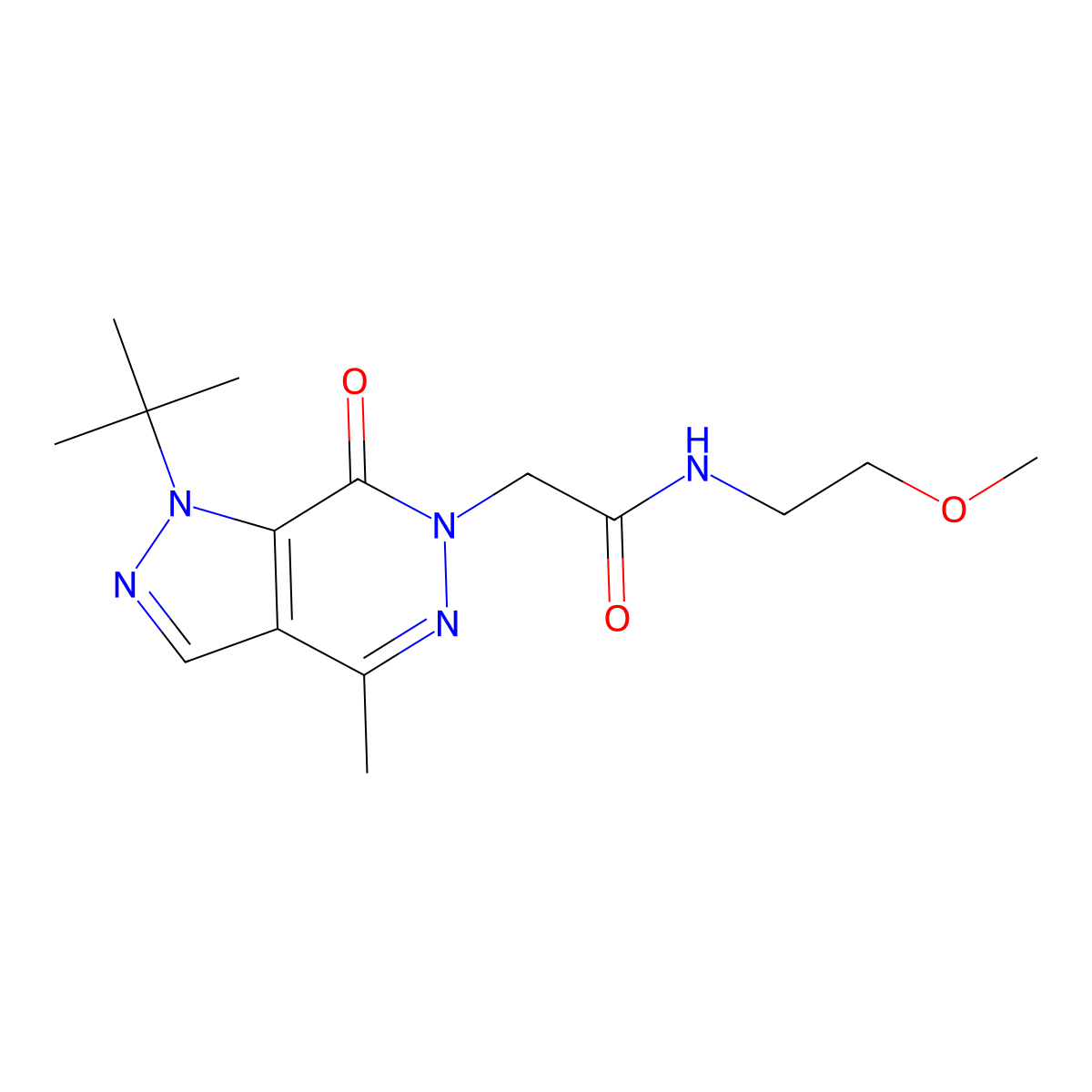 2-{1-tert-butyl-4-methyl-7-oxo-1H,6H,7H-pyrazolo[3,4-d]pyridazin-6-yl}-N-(2-methoxyethyl)acetamide molecular structure, CAS 1172516-49-2