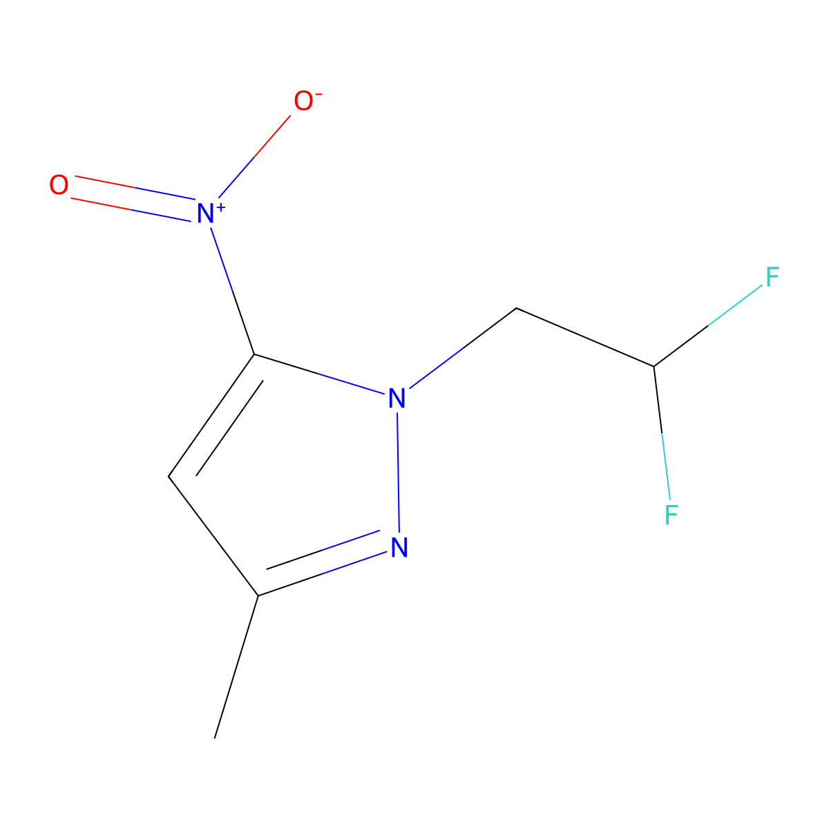 1-(2,2-difluoroethyl)-3-methyl-5-nitro-1H-pyrazole molecular structure, CAS 1172518-39-6