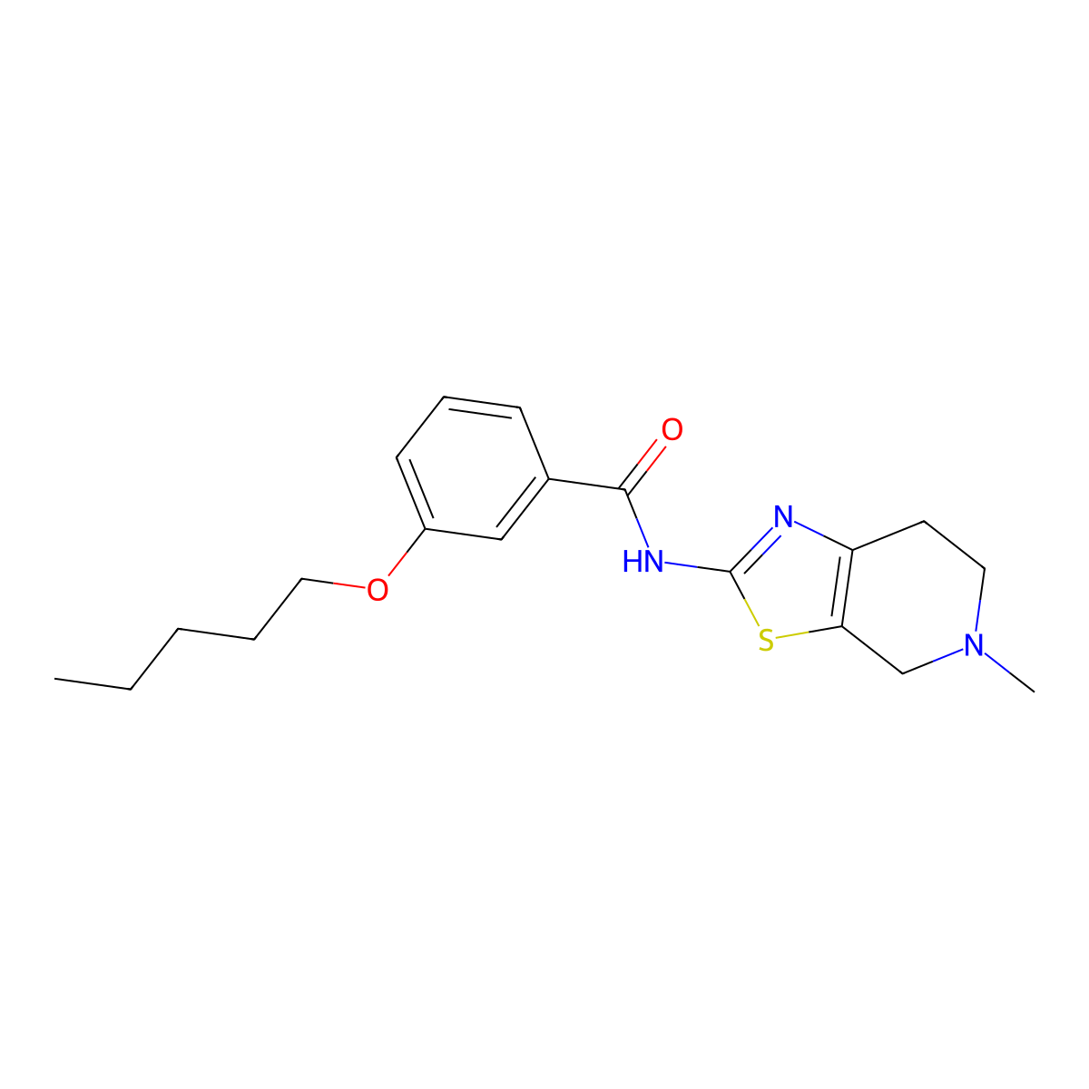 N-(5-methyl-4,5,6,7-tetrahydro[1,3]thiazolo[5,4-c]pyridin-2-yl)-3-(pentyloxy)benzamide molecular structure, CAS 1172518-63-6