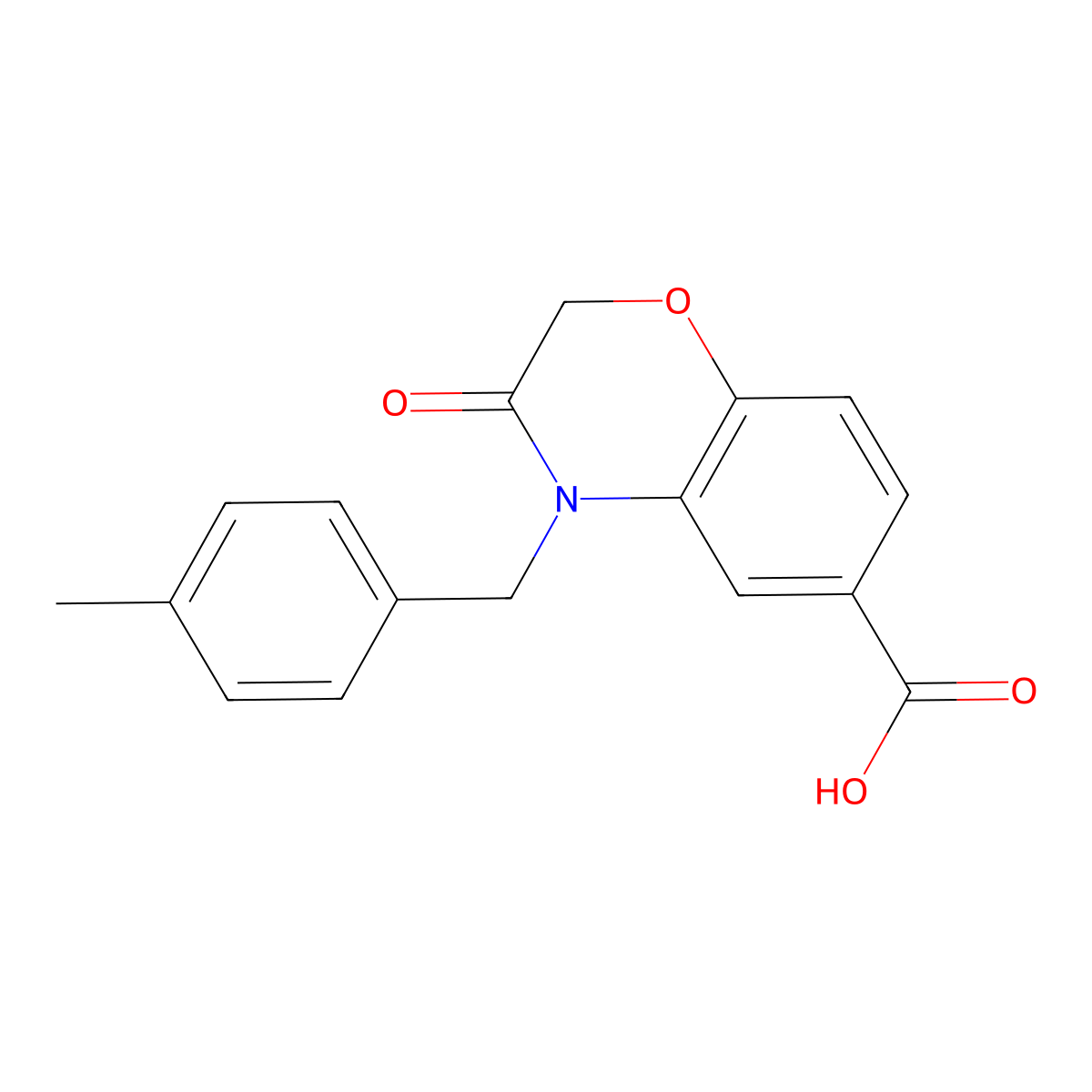 4-(4-Methylbenzyl)-3-oxo-3,4-dihydro-2H-1,4-benzoxazine-6-carboxylic acid molecular structure, CAS 1172519-12-8