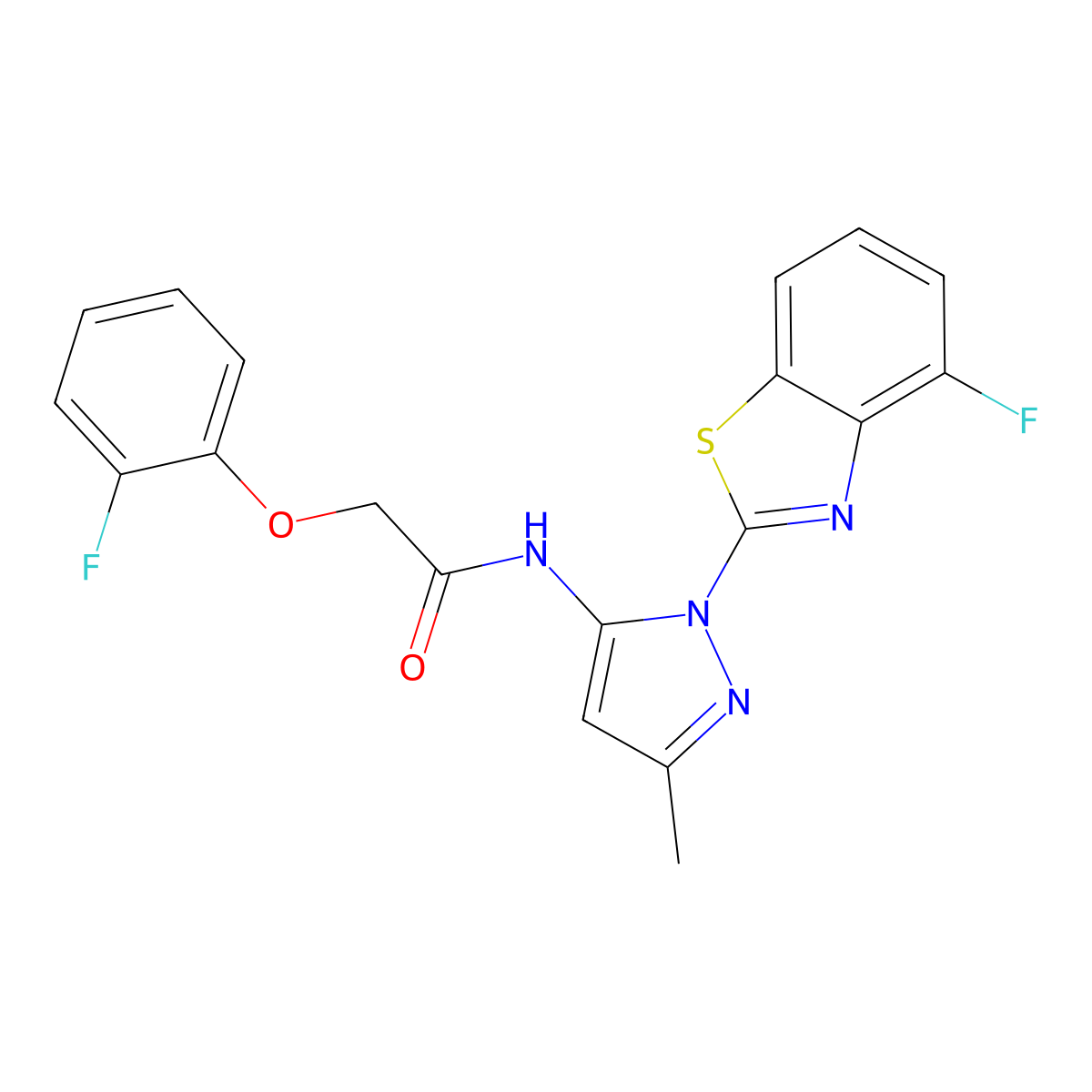N-(1-(4-fluorobenzo[d]thiazol-2-yl)-3-methyl-1H-pyrazol-5-yl)-2-(2-fluorophenoxy)acetamide molecular structure, CAS 1172519-59-3