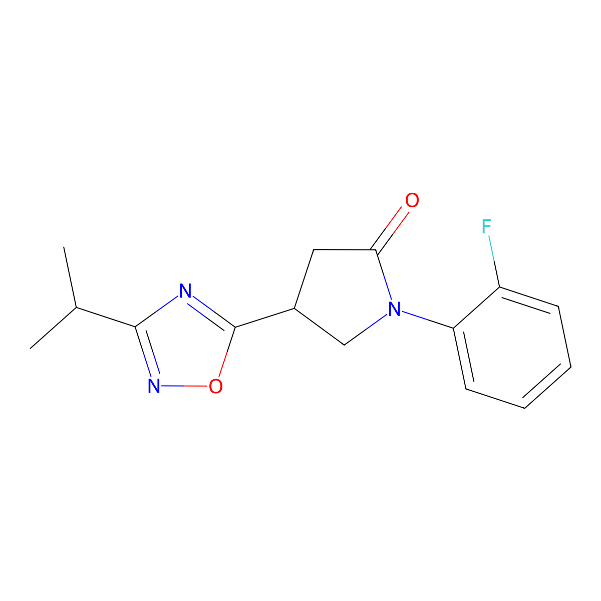 1-(2-Fluorophenyl)-4-(3-isopropyl-1,2,4-oxadiazol-5-yl)pyrrolidin-2-one molecular structure, CAS 1172520-68-1