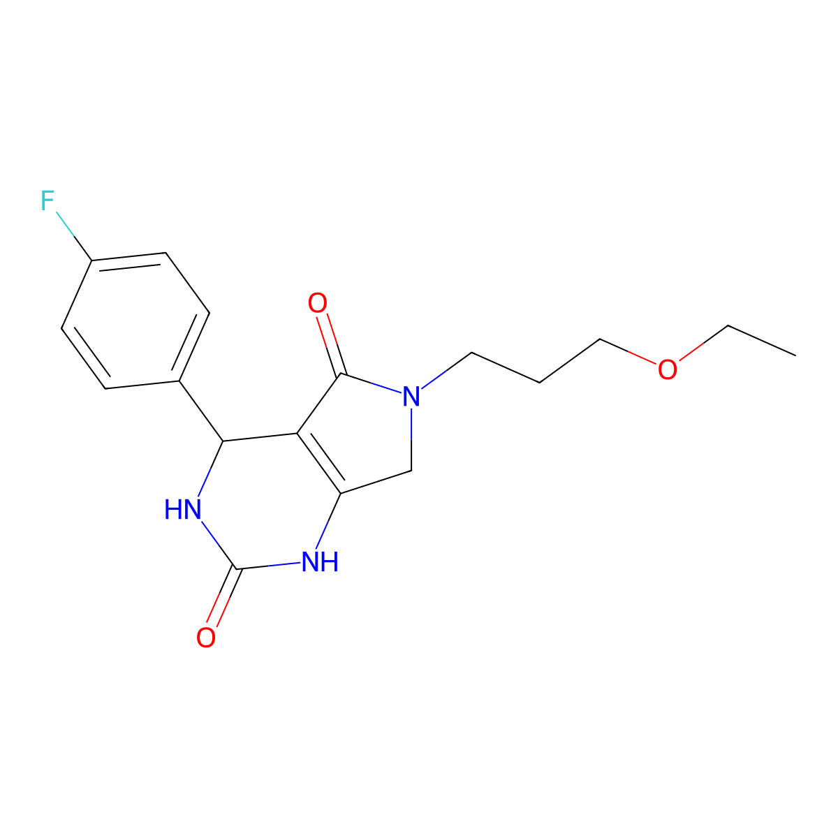 6-(3-ethoxypropyl)-4-(4-fluorophenyl)-3,4,6,7-tetrahydro-1H-pyrrolo[3,4-d]pyrimidine-2,5-dione molecular structure, CAS 1172521-80-0
