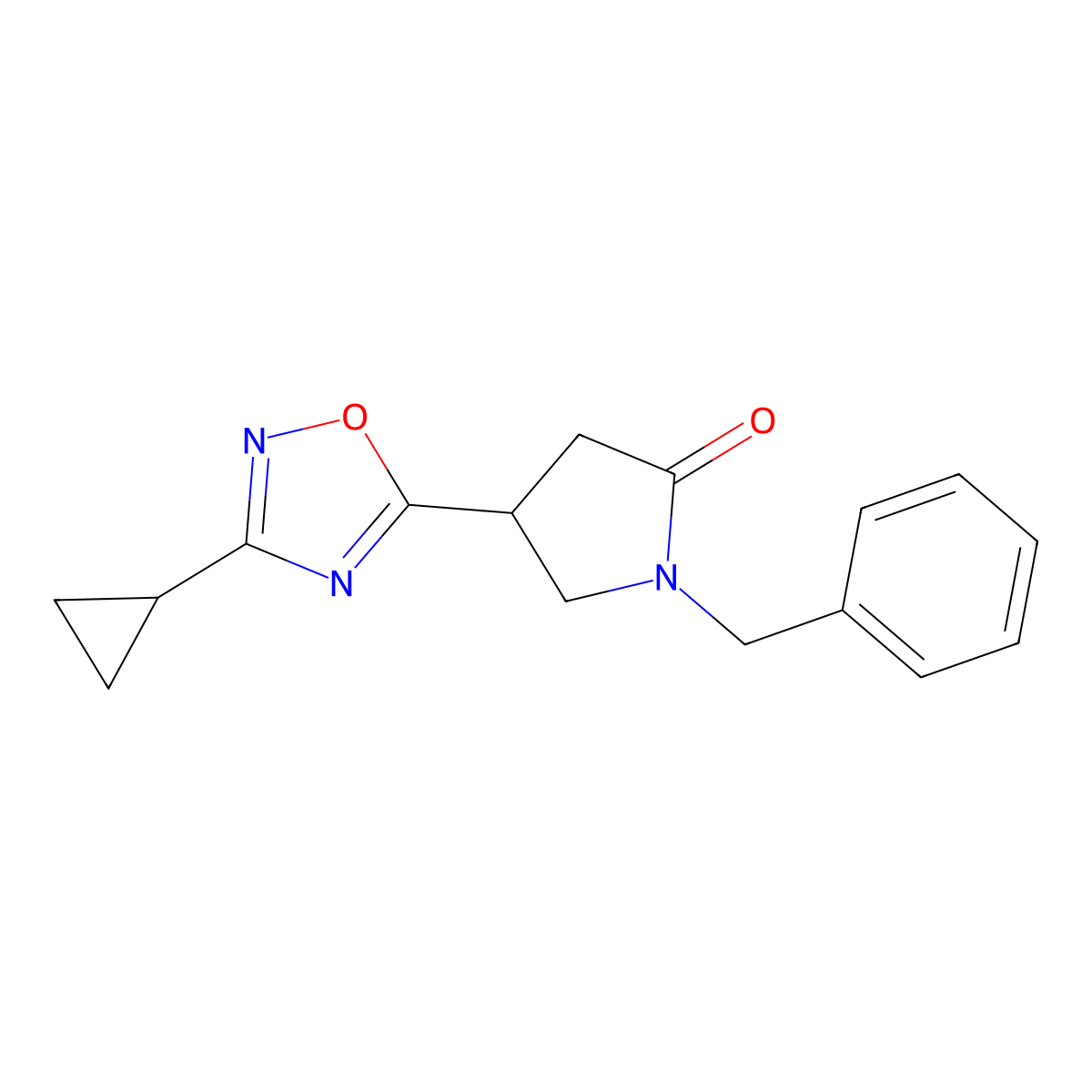 1-Benzyl-4-(3-cyclopropyl-1,2,4-oxadiazol-5-yl)pyrrolidin-2-one molecular structure, CAS 1172521-83-3