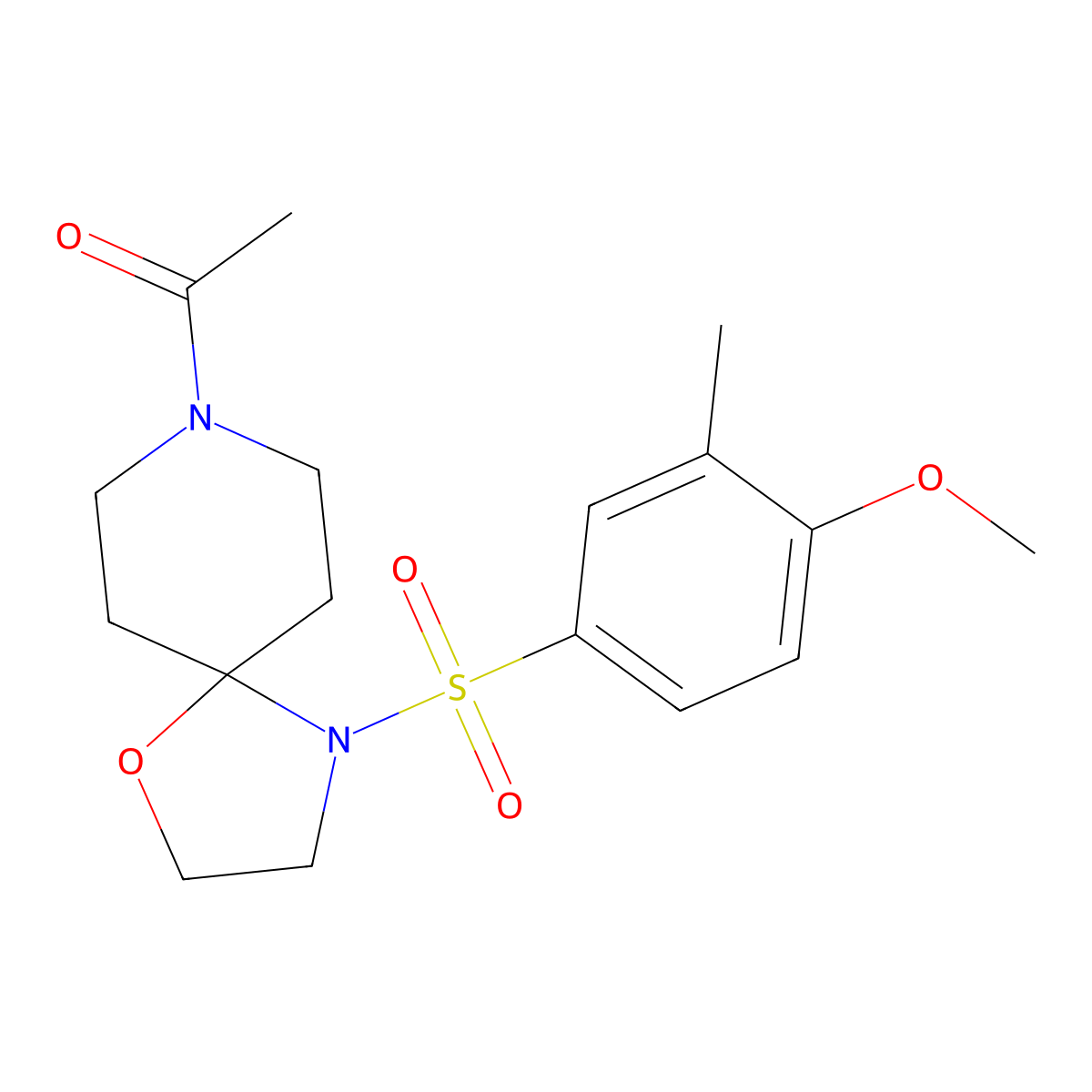 1-(4-((4-Methoxy-3-methylphenyl)sulfonyl)-1-oxa-4,8-diazaspiro[4.5]decan-8-yl)ethanone molecular structure, CAS 1172523-49-7