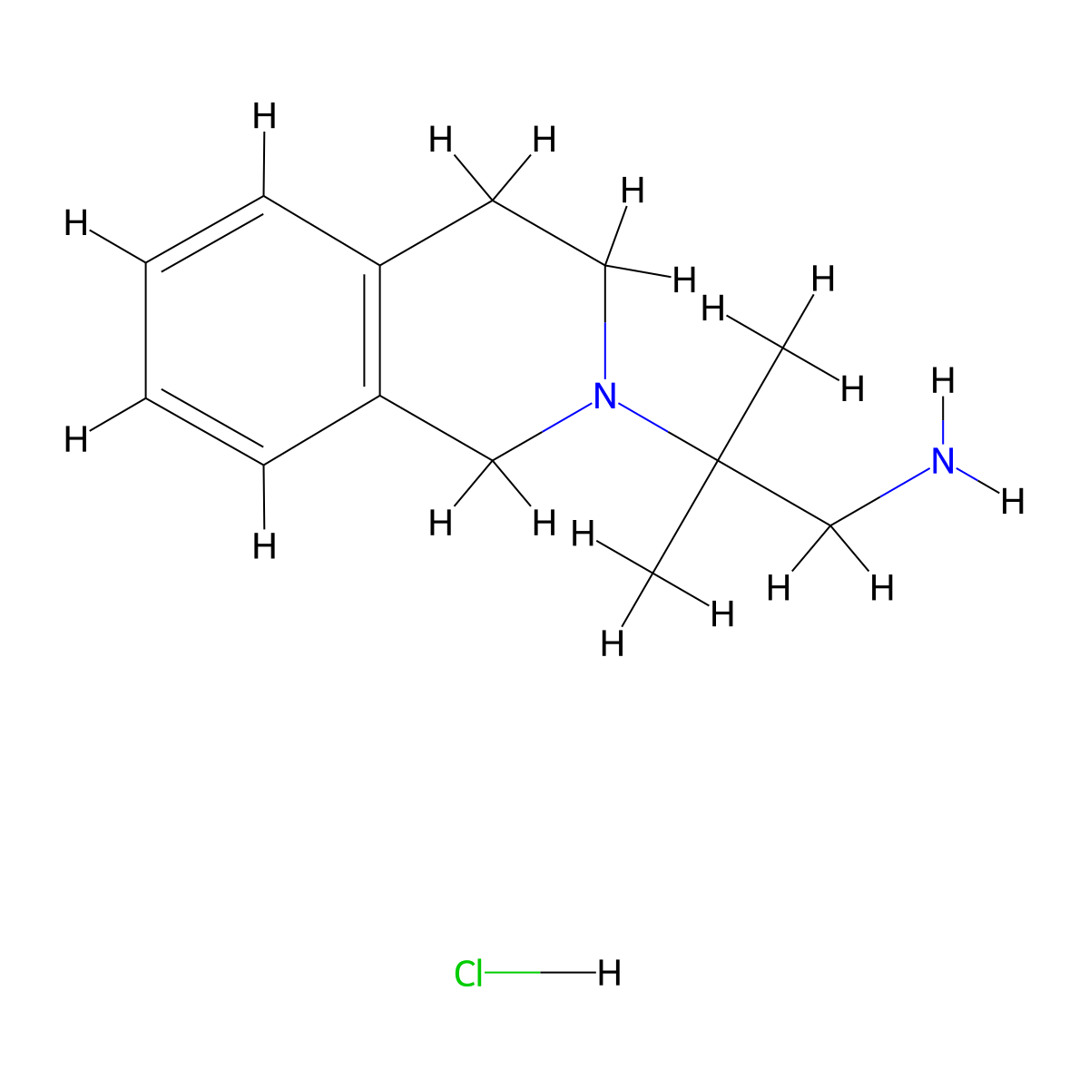 2-(3,4-dihydroisoquinolin-2(1H)-yl)-2-methylpropan-1-amine hydrochloride molecular structure, CAS 1172525-27-7