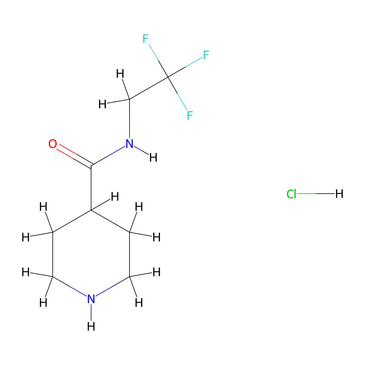 N-(2,2,2-trifluoroethyl)piperidine-4-carboxamide hydrochloride molecular structure, CAS 1172528-88-9