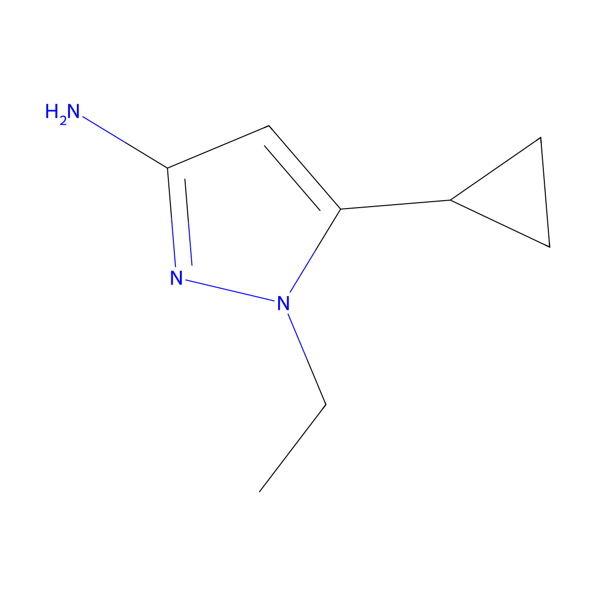 5-cyclopropyl-1-ethyl-1H-pyrazol-3-amine molecular structure, CAS 1172529-33-7