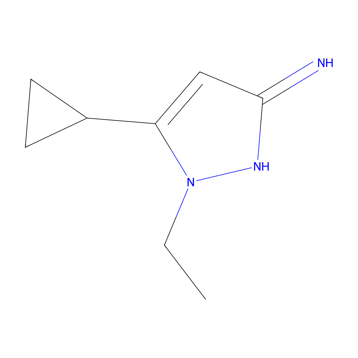 5-cyclopropyl-1-ethyl-1H-pyrazol-3-amine molecular structure, CAS 1172529-33-7