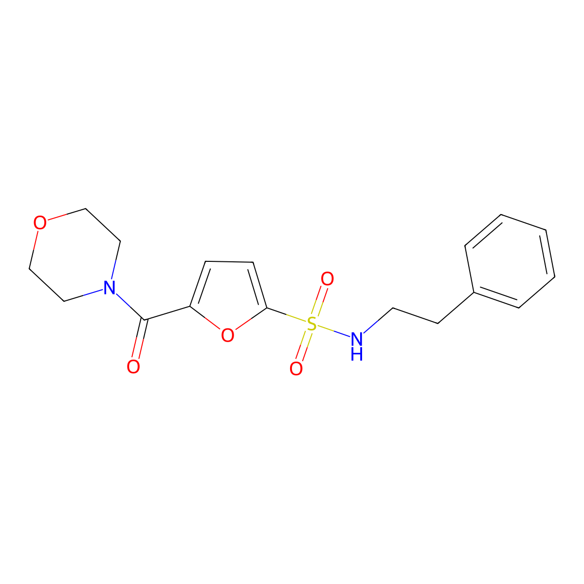 5-(morpholine-4-carbonyl)-N-phenethylfuran-2-sulfonamide molecular structure, CAS 1172530-99-2