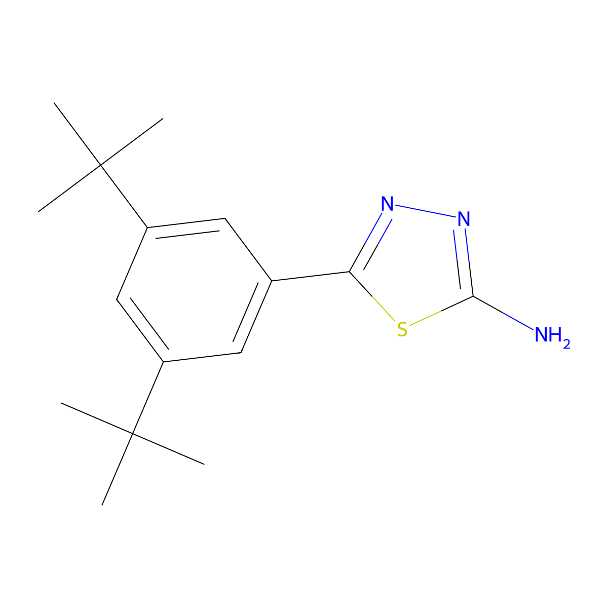 2-Amino-5-(3,5-di-tert-butylphenyl)-1,3,4-thiadiazole molecular structure, CAS 1172531-47-3