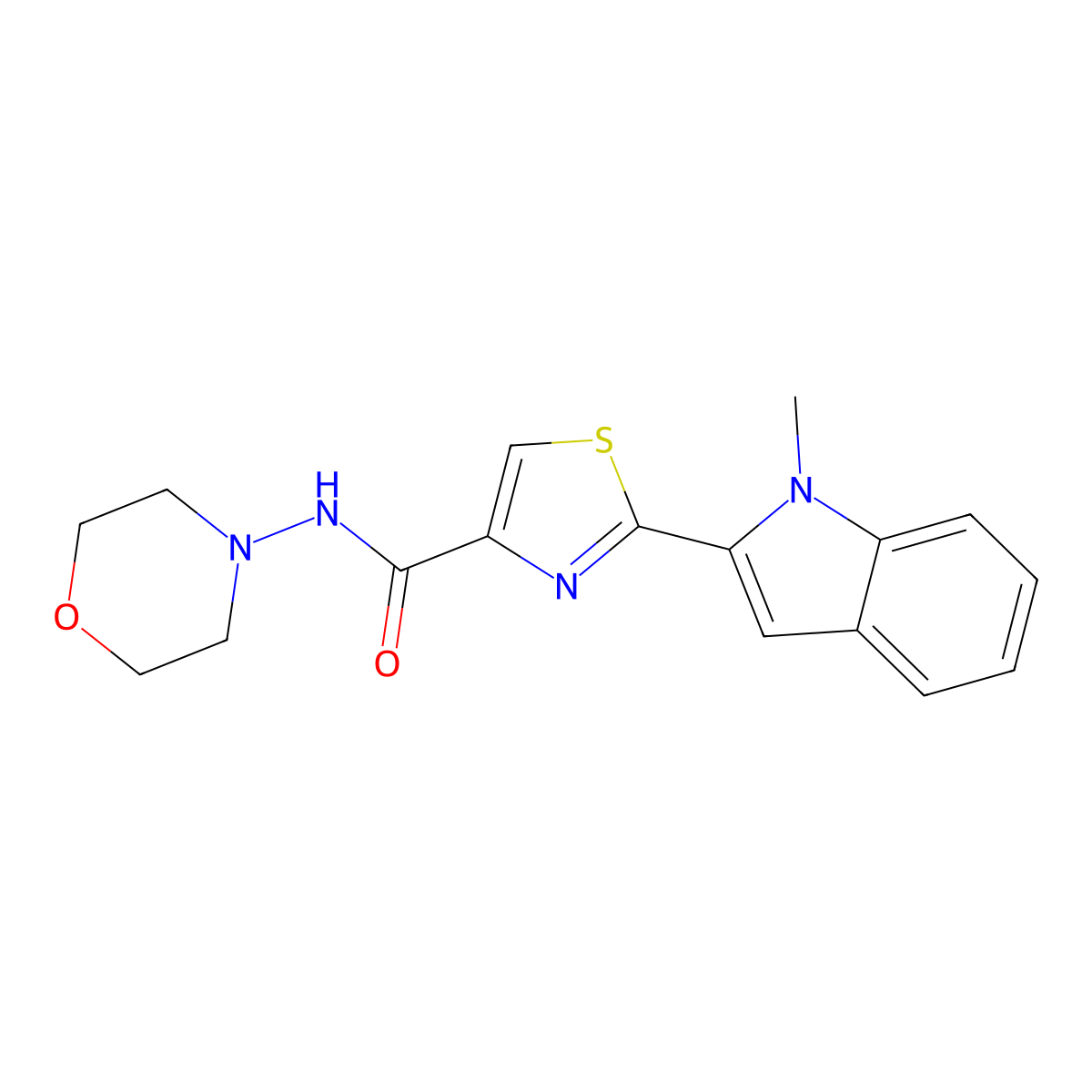 2-(1-methyl-1H-indol-2-yl)-N-morpholinothiazole-4-carboxamide molecular structure, CAS 1172531-58-6