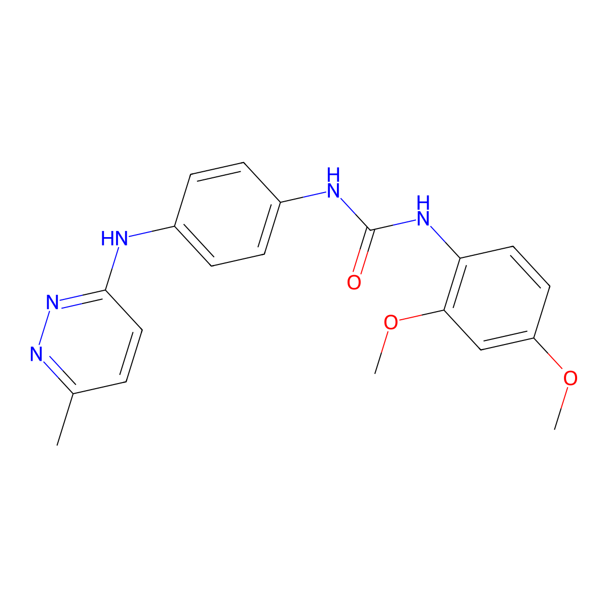 1-(2,4-Dimethoxyphenyl)-3-(4-((6-methylpyridazin-3-yl)amino)phenyl)urea molecular structure, CAS 1172532-18-1