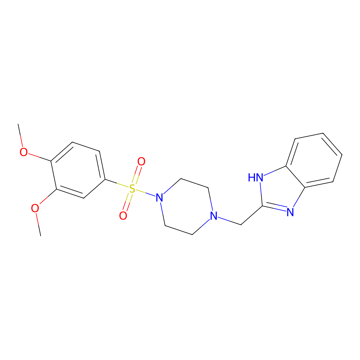 2-((4-((3,4-dimethoxyphenyl)sulfonyl)piperazin-1-yl)methyl)-1H-benzo[d]imidazole molecular structure, CAS 1172535-94-2