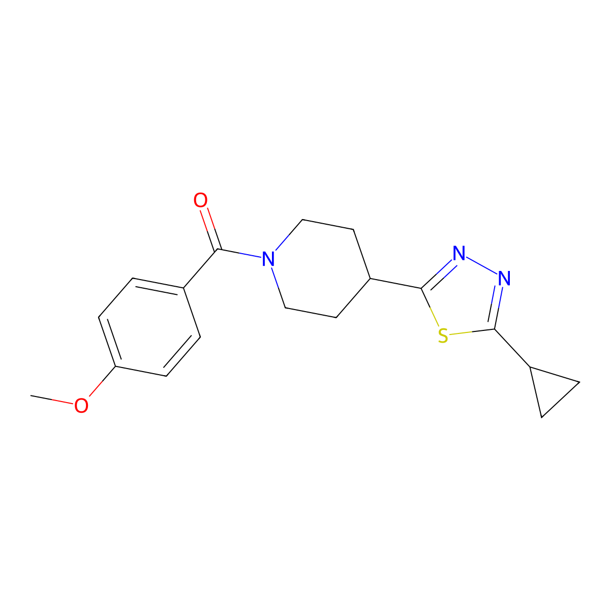 4-(5-Cyclopropyl-1,3,4-thiadiazol-2-yl)-1-(4-methoxybenzoyl)piperidine molecular structure, CAS 1172536-32-1
