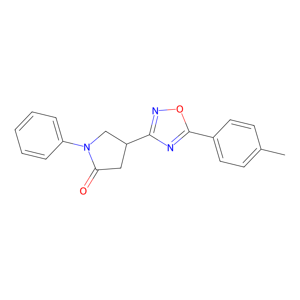 4-[5-(4-Methylphenyl)-1,2,4-oxadiazol-3-yl]-1-phenylpyrrolidin-2-one molecular structure, CAS 1172537-56-2