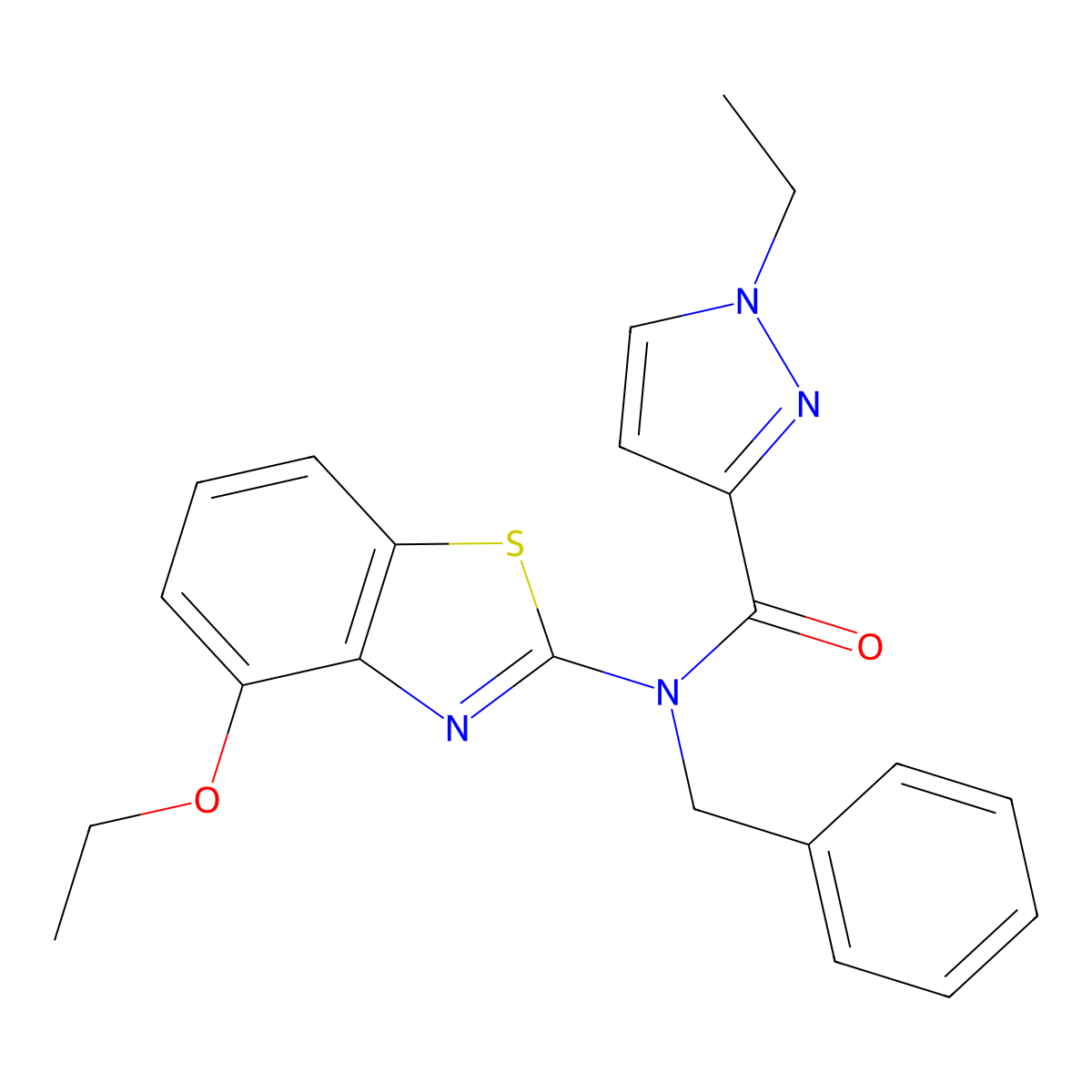 N-benzyl-N-(4-ethoxybenzo[d]thiazol-2-yl)-1-ethyl-1H-pyrazole-3-carboxamide molecular structure, CAS 1172538-08-7