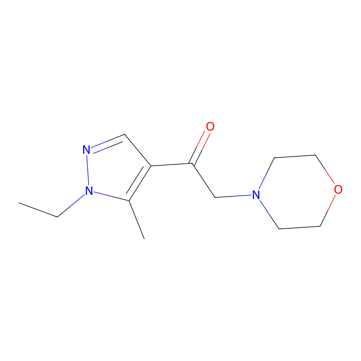 1-(1-ethyl-5-methyl-1H-pyrazol-4-yl)-2-morpholin-4-ylethanone molecular structure, CAS 1172539-72-8