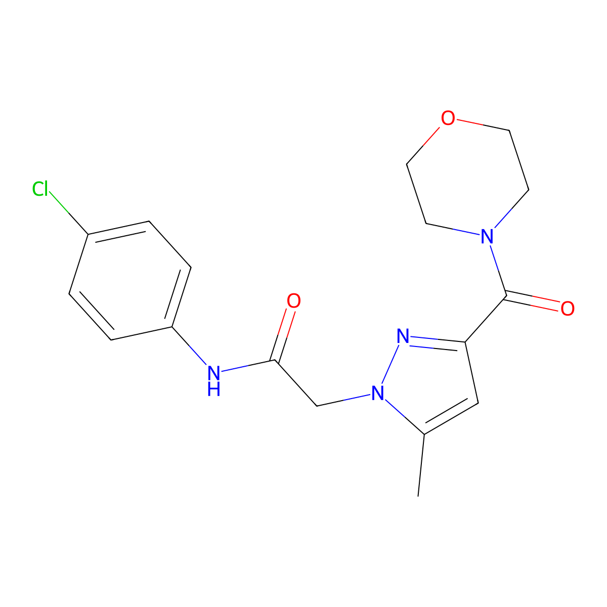 N-(4-chlorophenyl)-2-[5-methyl-3-(morpholine-4-carbonyl)-1H-pyrazol-1-yl]acetamide molecular structure, CAS 1172541-55-7