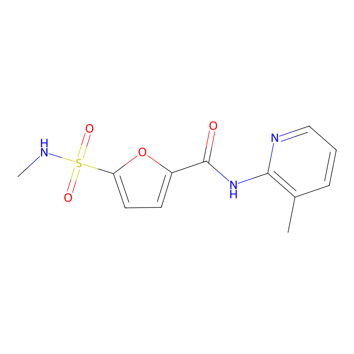 N-(3-methylpyridin-2-yl)-5-(methylsulfamoyl)furan-2-carboxamide molecular structure, CAS 1172547-16-8