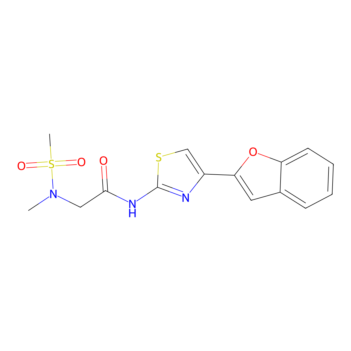 N-(4-(benzofuran-2-yl)thiazol-2-yl)-2-(N-methylmethylsulfonamido)acetamide molecular structure, CAS 1172547-24-8
