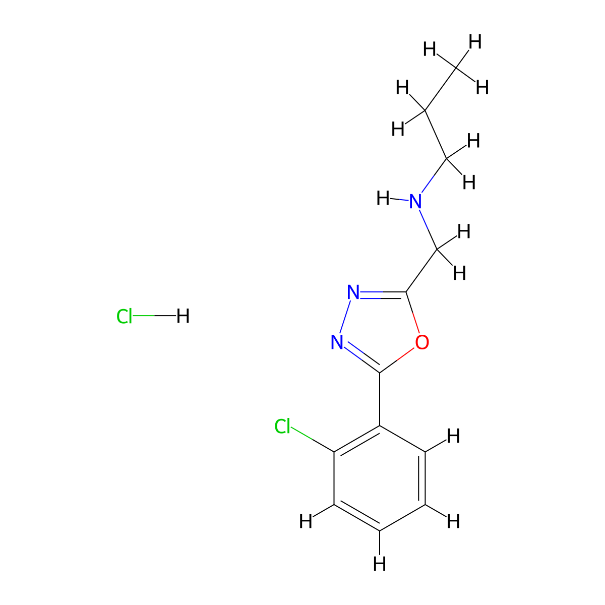 {[5-(2-Chlorophenyl)-1,3,4-oxadiazol-2-yl]methyl}(propyl)amine hydrochloride molecular structure, CAS 1172548-57-0