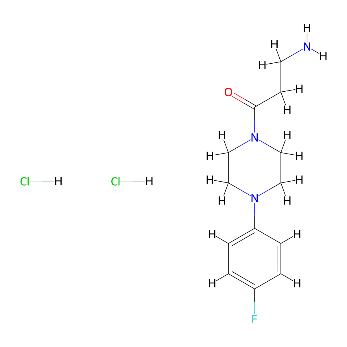 3-Amino-1-[4-(4-fluorophenyl)piperazin-1-yl]propan-1-one dihydrochloride molecular structure, CAS 1172550-38-7