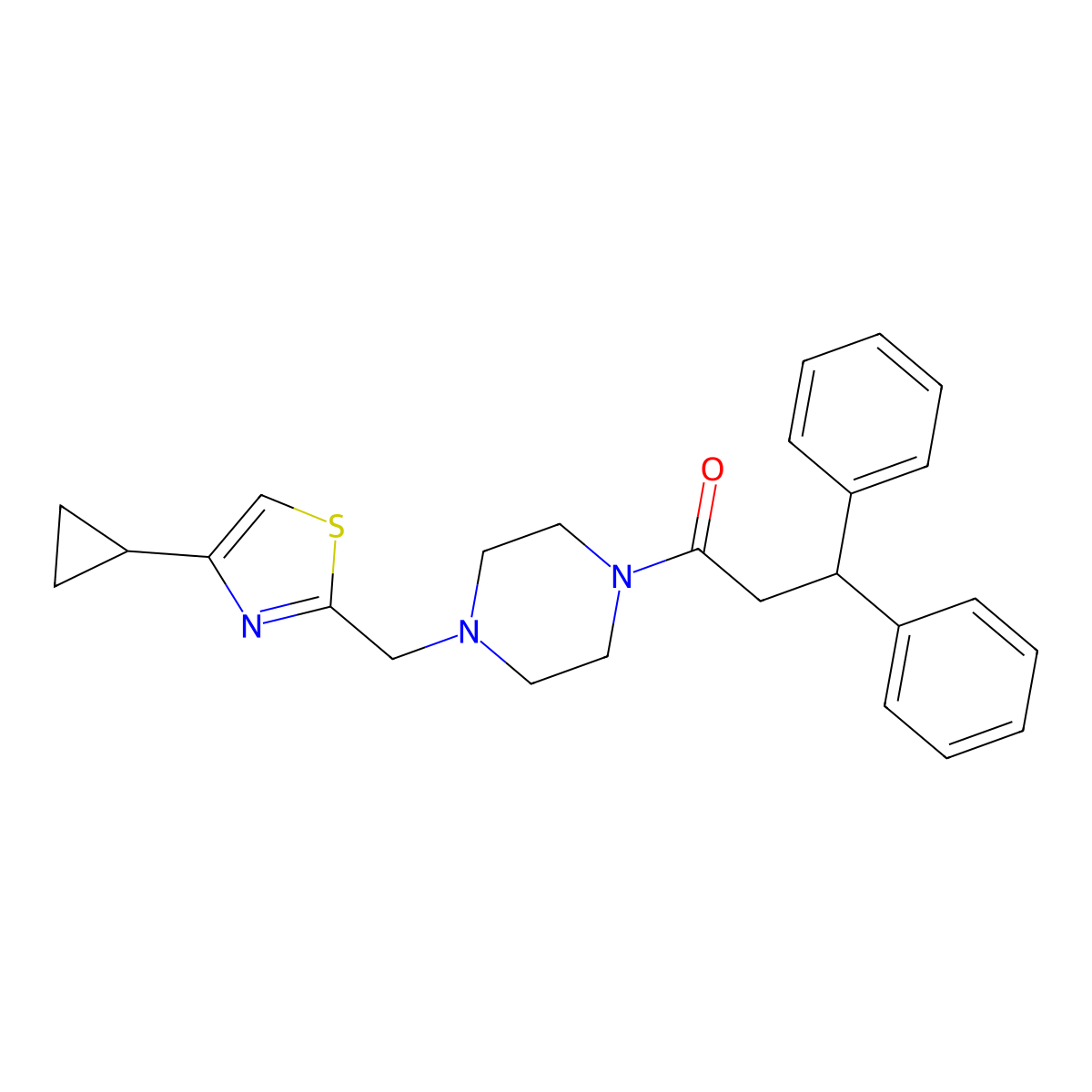 1-(4-((4-Cyclopropylthiazol-2-yl)methyl)piperazin-1-yl)-3,3-diphenylpropan-1-one molecular structure, CAS 1172554-29-8