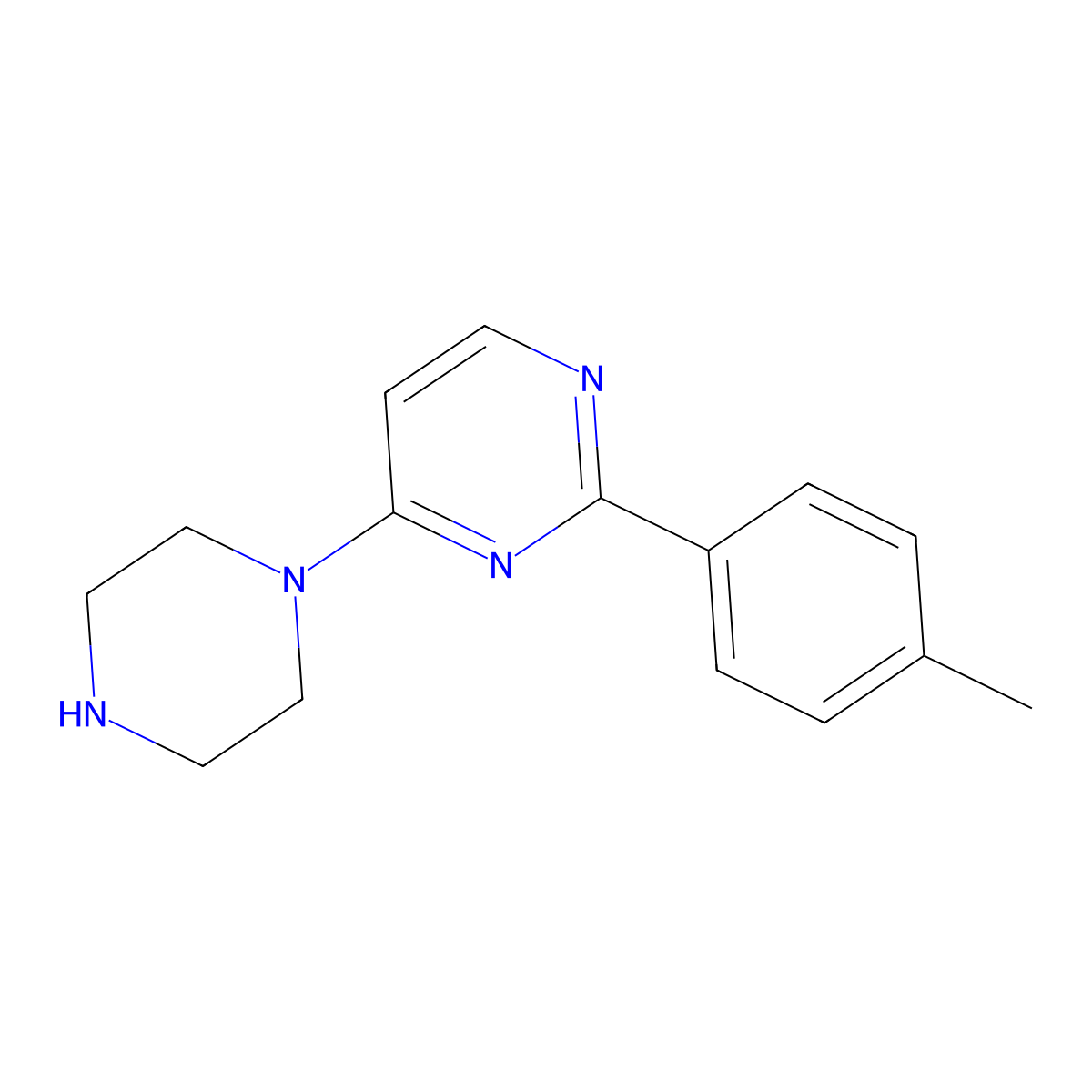 2-(4-Methylphenyl)-4-piperazin-1-ylpyrimidine molecular structure, CAS 1172554-76-5