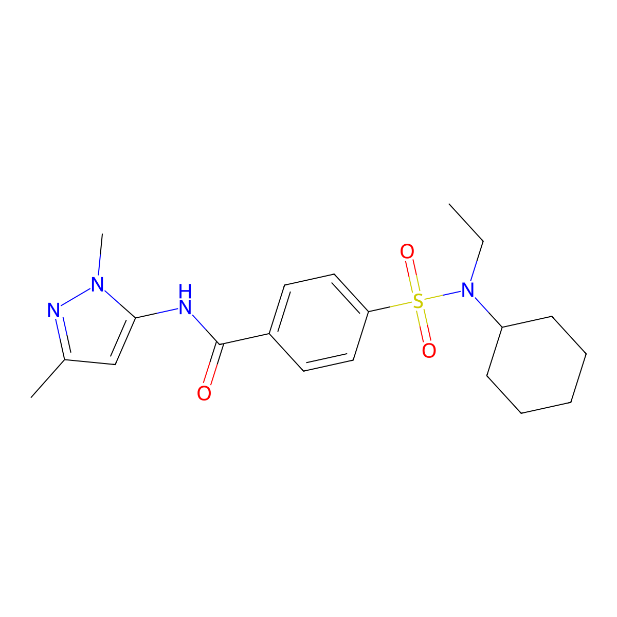 4-(N-cyclohexyl-N-ethylsulfamoyl)-N-(1,3-dimethyl-1H-pyrazol-5-yl)benzamide molecular structure, CAS 1172556-19-2