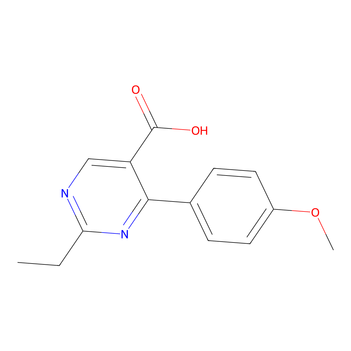 2-Ethyl-4-(4-methoxyphenyl)pyrimidine-5-carboxylic acid molecular structure, CAS 1172556-47-6